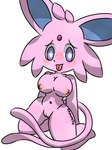 2_tails anthro anthrofied blush breasts countershading female fur genitals kneeling looking_at_viewer multi_tail nipples nude nude_anthro nude_female pink_body pink_fur pokemorph purple_eyes pussy simple_background tail tongue tongue_out tuft white_background xammyxx nintendo pokemon eeveelution espeon generation_2_pokemon pokemon_(species) 2025 3:4 digital_media_(artwork) hi_res watermark