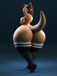 anthro big_butt brown_hair butt clothed clothing female hair huge_butt hyper leggings legwear looking_at_viewer simple_background solo thick_thighs wide_hips anthroanim abigail_roo kangaroo macropod mammal marsupial 2017 3:4 3d_(artwork) digital_media_(artwork) hi_res