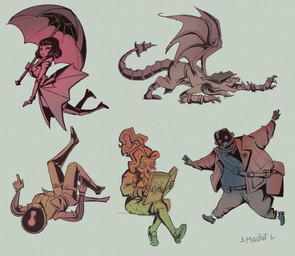 anthro crawling female flying group lying male on_back reading running maidot deadlock_(game) valve dynamo_(deadlock) ivy_(deadlock) mina_ha paige_(deadlock) paradox_(deadlock) gargoyle human humanoid mammal vampire 2026 hi_res