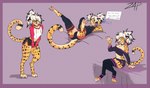 anthro clothing crop_top electronics feet hindpaw leg_warmers legwear lying male midriff on_back pawpads paws phone ribbons shirt solo topwear zap_redfield luca_(lucachee) cheetah felid feline mammal absurd_res hi_res