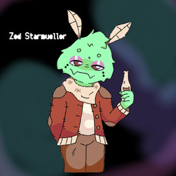 alcohol alcohol_bottle antennae_(anatomy) anthro beer beverage clothing coat eyeshadow green_body makeup male red_clothing red_coat red_eyes red_topwear scarf solo topwear yurthen zed_starmueller idiotbox alien arthropod insect lepidopteran moth hi_res
