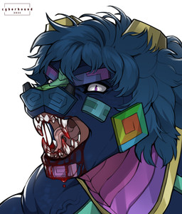 angry anthro blood blue_body blue_hair blue_nose bodily_fluids countershade_face countershading eyebrows glistening glistening_eyes hair looking_at_viewer male multicolored_body purple_eyebrows purple_eyes scales simple_background snarling solo white_background white_body white_countershading cyberhound mythology shull dragon mythological_creature mythological_scalie reptile scalie headshot_portrait hi_res portrait
