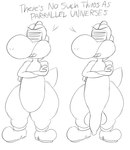 anthro balls big_balls boots clothing crossed_arms duo eyebrows featureless_crotch footwear genitals male parallel_universe penis raised_eyebrow scales shoes standing teapot_(body_type) text tongue roccorox mario_bros nintendo fan_character tj_"henry"_yoshi dinosaur prehistoric_species reptile scalie yoshi 2018 black_and_white digital_media_(artwork) english_text monochrome sketch