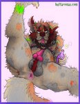 anthro drunk harness knot leather leather_harness male solo substance_intoxication text yagi_b._(artist) huffaromas canid canine canis domestic_dog mammal url