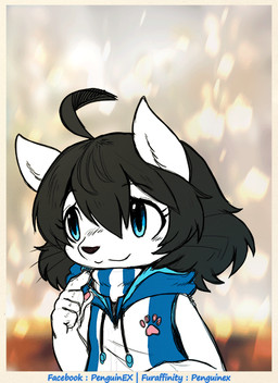 anthro black_hair blue_clothing blue_eyes blue_topwear closed_smile clothed clothing eyes_closed fangs female front_view fur glistening glistening_eyes hair holidays looking_at_viewer mouth_closed open_mouth pink_tongue smile solo teeth tongue topwear whiskers white_body white_clothing white_fur white_topwear penguinexperience new_year felid mammal animated animated_gif short_playtime
