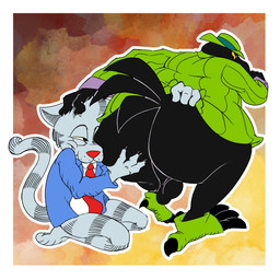 abstract_background annoyed anthro balls beak big_butt black_body black_feathers body_worship bottomless butt butt_grab butt_worship clothed clothing duo feathers fur genitals grey_body grey_fur hand_on_butt hand_on_head hat headgear headwear huge_butt jacket kneeling looking_back male male/male necktie rear_view shirt smile spats striped_body striped_fur stripes suit topwear yellow_sclera bob-jiggles fritz_the_cat duke_(fritz_the_cat) fritz_the_cat_(character) avian bird corvid corvus_(genus) crow domestic_cat felid feline felis mammal oscine passerine 1:1 2025 hi_res