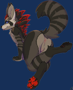 anthro anus balls big_butt butt genitals hair looking_at_viewer male nude paws presenting presenting_anus presenting_hindquarters red_hair simple_background smile solo tail lordfartsquat canadien mammal procyonid raccoon rexouium absurd_res alpha_channel hi_res