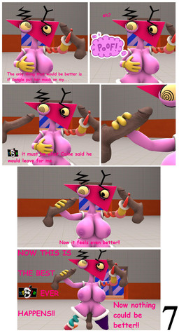 areola big_areola big_breasts big_butt big_eyes big_nipples big_penis breasts brown_genitals brown_penis butt caine_censorship censor_bar censored_text claws clothing dialogue disembodied_penis for_a_head genitals gloves grawlixes hand_on_breast hand_on_penis handwear kneeling laboratory legwear looking_at_genitalia looking_at_penis looking_pleasured looking_up male masturbating_while_penetrated masturbation natural_breasts nipples on_ground orgasm orgasm_face penetration penis pink_head pink_nipples purple_clothing purple_legwear purple_stockings red_claws sex solo stockings text thick_thighs translucent vaginal vaginal_penetration wide_hips yellow_clothing yellow_eyes yellow_gloves yellow_handwear 5naptrap buhonero75_(modeler) glitch_productions the_amazing_digital_circus zooble_(tadc) animate_inanimate humanoid living_toy object_head 2025 3d_(artwork) absurd_res censored comic comic_sans digital_media_(artwork) english_text hi_res source_filmmaker_(artwork) nonbinary_(lore)
