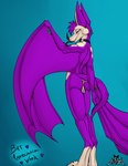 andromorph anthro bat_appreciation_week butt collar collar_only furgonomics furry-specific_piercing genitals intersex nude piercing presenting pussy solo tail wing_piercing wings ajizza_(artist) metras_(ajizza) bat mammal hi_res