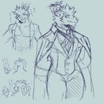 abs anthro butler clothing duo female horn male muscular muscular_anthro muscular_male pecs suit text manzanaringopai lifewonders tokyo_afterschool_summoners mephistopheles_(tas) bovid caprine demon goat human mammal 1:1 absurd_res hi_res japanese_text