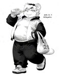anthro bottomwear clothing kemono male overweight overweight_male pants shirt simple_background smile solo topwear white_background jokjaebissi mammal mouse murid murine rodent 2025