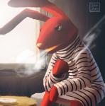 ambiguous_gender cigarette clothed clothing fur holding_object inside open_mouth red_body red_fur smoke smoking solo window dr._pizza_boi 31_minutos juan_carlos_bodoque lagomorph leporid mammal rabbit absurd_res digital_media_(artwork) hi_res