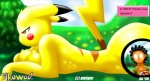 2008 anthro anthrofied big_breasts breasts comic duo female fur generation_1_pokemon human lying mammal monkeyxflash nintendo on_front outside pikachu pikawoo pokemon pokemon_(species) pokemorph rodent side_view solo_focus tail yellow_body yellow_fur