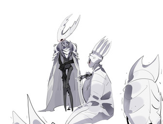 2_horns 7_horns ambiguous_gender angry anthro armor black_body black_eyes blush bodily_fluids bottomless bottomless_anthro cape clothed clothing cross-popping_vein crossed_legs dripping_vulva embarrassed genital_fluids group hand_between_legs hand_on_leg holding_object holding_own_arm horn idol_(object) looking_away male multi_horn pauldron robe sex_toy shaking simple_background small_statue sweat sweatdrop tremble_lines trembling trio unusual_sex_toy vaginal_fluids vaginal_fluids_on_hand vaginal_fluids_on_leg vaginal_fluids_on_sex_toy vaginal_fluids_puddle white_armor white_background white_body white_cape white_clothing white_head white_pauldron white_robe oxide_cat hollow_knight_(franchise) team_cherry hollow_knight_(character) pale_king_(hollow_knight) pure_vessel_(hollow_knight) arthropod beetle insect vessel_(species) 2025 digital_media_(artwork) hi_res shaded simple_shading sketch father_(lore) father_and_child_(lore) incest_(lore) male_(lore) nonbinary_(lore) parent_(lore) parent_and_child_(lore)