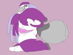 anthro big_breasts big_tail breasts clothing female half-closed_eyes legwear narrowed_eyes nun nun_habit nun_outfit panties raised_leg religious_clothing solo stockings tail underwear onetiredbear mizu_(onetiredbear) mammal mustelid otter