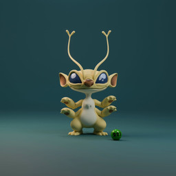 3_toes 4_arms 4_fingers ambiguous_gender antennae_(anatomy) anthro biped blue_eyes brown_inner_ear brown_nose brown_pawpads chest_tuft experiment_pod feet fingers forked_antennae front_view long_antennae multi_arm multi_limb pawpads simple_background solo standing teal_background toes tuft yellow_body aldo_hkingzel disney lilo_and_stitch sparky_(lilo_and_stitch) alien experiment_(lilo_and_stitch) 1:1 2025 3d_(artwork) digital_media_(artwork) full-length_portrait hi_res portrait