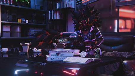 anthro book bookshelf chinese_food cigarette cigarette_holder clothing container cup furniture inside looking_down male plant relaxing sofa solo table trash sanythefox eclipse_(sanythefox) novabeast 16:9 3d_(artwork) 4k absurd_res digital_media_(artwork) hi_res widescreen