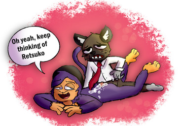 anthro bodily_fluids cum drunk duo genital_fluids genitals hot_dogging male male/male penis sex substance_intoxication text baggy_(artist) aggretsuko sanrio haida_(aggretsuko) manic_the_monkey haplorhine hyena mammal monkey primate spotted_hyena