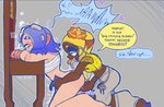 anthro anthro_on_anthro blush chair clothed clothing dominant dominant_female duo ear_blush female female/female fingering fingers furniture looking_pleasured masturbation sex submissive submissive_female text tongue tongue_out vaginal vaginal_fingering vaginal_masturbation wormbin nintendo splatoon frye_(splatoon) shiver_(splatoon) animal_humanoid cephalopod cephalopod_humanoid humanoid inkling marine marine_humanoid mollusk mollusk_humanoid octarian octoling artist_name english_text