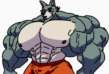 anthro biceps big_muscles huge_muscles hyper hyper_muscles male muscular muscular_male pecs solo urfavfanboy beastars legoshi_(beastars) canid canine canis mammal wolf hi_res