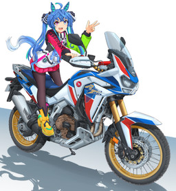 accessory ahoge black_clothing black_legwear black_pantyhose blue_eyes blue_hair blue_tail boots clothed clothed_female clothed_humanoid clothing female footwear gesture hair hair_accessory hair_ribbon hand_gesture heterochromia hoodie legwear motorcycle on_motorcycle open_mouth open_smile pantyhose plushie purple_eyes ribbons sharp_teeth shoes smile solo standing tail teeth topwear twintails_(hairstyle) vehicle yellow_boots yellow_clothing yellow_footwear mikelan125r cygames honda uma_musume_pretty_derby twin_turbo_(pretty_derby) animal_humanoid equid equid_humanoid equine equine_humanoid horse_humanoid humanoid mammal mammal_humanoid 2021 absurd_res alternate_version_at_source hi_res