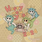 ambiguous_gender clothed clothed_feral clothing feral group holidays mojacookie chinese_zodiac new_year shikaruneko_(series) year_of_the_dragon amayakasuneko nagameruneko shikaruneko domestic_cat felid feline felis mammal 1:1 official_art