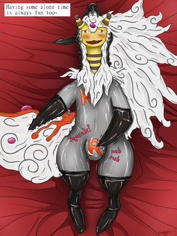 blush blush_lines bulge_rubbing clothing latex latex_clothing latex_skinsuit null_bulge skinsuit solo squeaking team_rubber_rocket text tight_clothing riggedreded nintendo pokemon team_rocket grunt_(pokemon) rocket_grunt ampharos generation_2_pokemon pokemon_(species) 2023 3:4 english_text hi_res