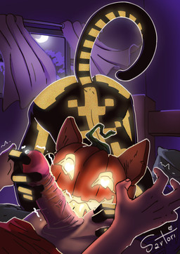 anthro ass_up big_butt bodily_fluids butt duo empty_eyes female first_person_view food for_a_head fruit genital_fluids genitals glowing glowing_eyes jack-o'-lantern licking looking_at_viewer male male/female oral penile penis penis_lick plant precum pumpkin sex skeleton_costume tan_body tan_skin thick_thighs tongue wide_hips yellow_eyes yellow_tongue louise_sartori epic_games fortnite spice_(fortnite) domestic_cat felid feline felis human mammal object_head absurd_res hi_res