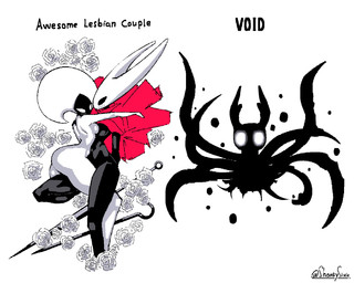 black_legs black_tentacles breasts butt clothed clothing female female/female hornet's_needle humor red_clothing tentacles text white_arms white_breasts white_butt white_head white_legs shantysixix hollow_knight:_silksong hollow_knight_(franchise) team_cherry hornet_(hollow_knight) lace_(hollow_knight:_silksong) the_knight_(hollow_knight) arthropod vessel_(species) 2025 5:4 absurd_res english_text hi_res