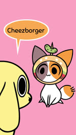 anthro burger clothed clothing duo female feral food food_dressed hat headgear headwear humor male mottled piebald prison prisoner simple_background text what what_has_science_done kyrakupetsky chikn_nuggit cheezborger_(chikn_nuggit) chikn_nuggit_(chikn_nuggit) calico_cat canid canine canis domestic_cat domestic_dog felid feline felis mammal 9:16 animated digital_media_(artwork) english_text flat_colors hi_res meme official_art short_playtime sound voice_acted webm