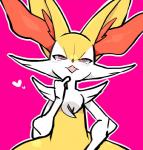 ambiguous_gender anthro fluffy front_view fur heart_symbol inner_ear_fluff open_mouth red_eyes simple_background solo standing tuft white_body white_fur yellow_body yellow_fur wakasumire nintendo pokemon braixen generation_6_pokemon pokemon_(species) digital_media_(artwork) hi_res