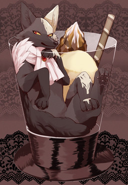 biscuit_straw black_body black_ears black_fur black_inner_ear_fluff black_nose black_pawpads black_tail candy chocolate chocolate_sauce closed_smile container cup dessert dipstick_tail drinking_straw feral fluffy fluffy_tail fluid_on_face food fur glass glass_container glass_cup gloves_(marking) grey_body grey_fur ice_cream in_food inner_ear_fluff leg_markings looking_at_viewer male markings mouth_closed multicolored_body multicolored_fur pawpads pointy_ears prick_ears quadruped red_eyes smile snout socks_(marking) solo tail tail_markings tuft two_tone_body two_tone_fur white_chocolate white_tail_tip yellow_sclera kurumilky6 white_day kuroko_(kurumilky6) canid canine fox mammal 2026 digital_media_(artwork) hi_res