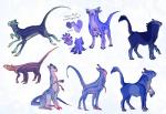 4_eyes 7_toes 8_toes blue_body blue_fur blue_hooves countershade_torso countershading eyestalks feet fur green_eyes green_hooves hooves markings mouthless multi_arm multi_eye multi_limb multicolored_body multicolored_fur no_sclera pink_body pink_fur pink_hooves pink_markings pink_stripes purple_body purple_eyes purple_fur raised_tail running simple_background sitting solo standing stripes tail tail_tuft text toes tuft white_hooves yellow_eyes lackofa animorphs alien andalite semitaur taur 2013 english_text multiple_images