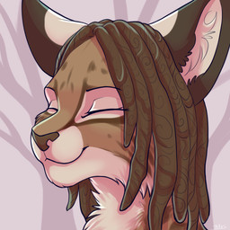 ambiguous_gender anthro dreadlocks eyes_closed smile solo kellwolfik felid mammal 1:1 digital_media_(artwork) shaded