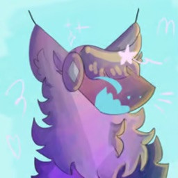 ambiguous_gender anthro blue_background blue_eyes machine monotone_background purple_body simple_background solo unknown_artist protogen 1:1 low_res