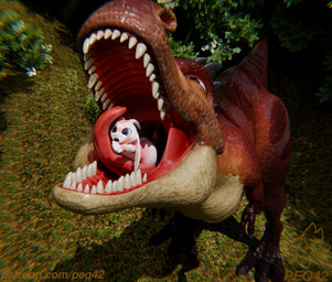 bodily_fluids body_in_mouth duo female feral forest_background imminent_vore looking_at_viewer male male/female oral_vore saliva sharp_teeth size_difference teeth tongue_on_face vore peq42 blue_sky_studios ice_age_(series) momma_(ice_age) dinosaur lagomorph leporid mammal prehistoric_species rabbit reptile saurischian scalie theropod tyrannosaurid tyrannosauroid tyrannosaurus tyrannosaurus_rex 3d_(artwork) digital_media_(artwork)
