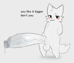 anthro balls big_penis blush bodily_fluids erection foreskin fur genital_fluids genitals head_tuft huge_penis humanoid_genitalia humanoid_penis hyper hyper_genitalia hyper_penis leaking_precum male neck_tuft penis precum shadow simple_background slightly_chubby small_but_hung solo standing text three-quarter_view tuft vein veiny_penis white_background white_body white_fur tacogatooooo boy_kisser_(meme) silly_cat_(mauzymice) domestic_cat felid feline felis mammal 2024 digital_media_(artwork) english_text full-length_portrait meme portrait source_request unavailable_at_source