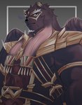 anthro armor biceps black_body black_fur eye_patch eyewear fur hair_tassels jewelry male muscular muscular_anthro muscular_male pecs scar solo wings izm_rm7 lifewonders tokyo_afterschool_summoners tezcatlipoca_(tas) felid mammal pantherine hi_res