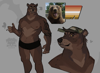 anthro biped breasts butch_pride_colors female female_anthro small_breasts solo standing kaiigen bear mammal hi_res model_sheet tagme