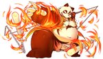 anthro black_body black_fur clothed clothing fire fur kemono magic male overweight overweight_anthro overweight_male red_body red_fur simple_background solo weapon white_background white_body white_fur chiro_(artist) fanfan bear giant_panda mammal 2017 absurd_res hi_res