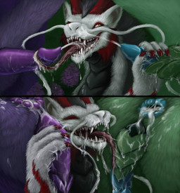 after_anal after_orgasm after_sex anus blue_anus blue_penis bodily_fluids cum cum_in_ass cum_in_mouth cum_inside cum_on_face cum_on_penis cum_string dripping ejaculation erection feral fur genital_fluids genitals green_body green_fur horn licking male open_mouth oral penile penis penis_lick pink_anus pink_penis purple_body purple_fur sex tongue tongue_out tenlina asian_mythology disney east_asian_mythology mythology raya_and_the_last_dragon jagan_(ratld) pengu_(ratld) aquatic aquatic_dragon dragon eastern_dragon mythological_creature mythological_scalie scalie hi_res