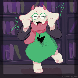 2_horns anthro barefoot black_sleeves clothed clothed_anthro clothing eyewear feet floppy_ears fully_clothed fully_clothed_anthro glasses green_clothing green_eyewear green_glasses green_robe horn lop_ears male on_one_leg open_mouth pink_horn pink_scarf robe scarf smile solo standing catjamn deltarune undertale_(series) ralsei bovid caprine goat mammal 1:1 2025 full-length_portrait portrait