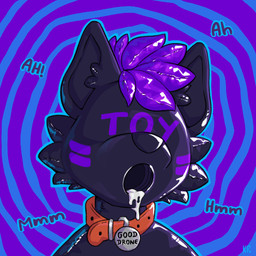 anthro bodily_fluids breath clothing collar collar_tag cum cum_in_mouth cum_inside drone dronesuit eager empty enthralled genital_fluids gimp_mask gimp_suit glistening glistening_body happy hypnosis latex latex_clothing latex_skinsuit male mask mind_control skinsuit solo submissive thoughts tight_clothing toy visible katxfish canid canine canis mammal wolf 1:1 absurd_res colorful_theme headshot_portrait hi_res icon portrait