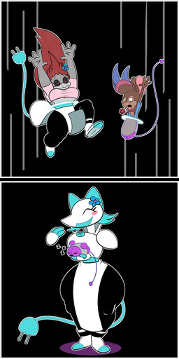 bell bell_collar breasts collar duo female machine transformation trevor-fox deltarune undertale_(series) tasque_manager trevor-fox_(character) aquatic darkner fish house_mouse mammal maus_(deltarune) mouse murid murine robot rodent shark 1:2 hi_res