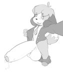 amphlow animal_crossing anthro balls big_balls big_penis bodily_fluids bottomwear bottomwear_down canid canine canis clothed clothing digby_(animal_crossing) domestic_dog footwear foreskin genital_fluids genitals glans greyscale huge_balls huge_penis humanoid_genitalia humanoid_penis hyper hyper_balls hyper_genitalia hyper_penis jacket leaking_precum looking_at_viewer male mammal monochrome necktie nintendo pants pants_down partially_clothed penis precum presenting selfie shih_tzu shoes simple_background small_but_hung solo topwear toy_dog white_background