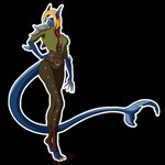 5_fingers anthro armor blonde_hair blue_body blue_skin clothed clothing ear_piercing fantasy female fin fingers hair hairs hand_on_hip hook leather looking_at_viewer piercing simple_background smile solo uri_bennet_(ryltar) fish marine shark 1:1 2021 alpha_channel hi_res