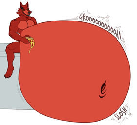 anthro belly belly_expansion belly_inflation belly_overhang big_belly bloated expansion eye_patch eyewear food food_inflation huge_belly hyper hyper_belly inflation male muscular muscular_male pecs pizza solo stuffing blojack_(artist) five_nights_at_freddy's scottgames foxy_(fnaf) canid canine fox mammal 2025 hi_res