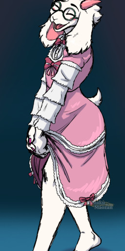 5_toes anthro barefoot clothed clothing colored_nails crossdressing dress eyewear feet femboy floppy_ears glasses happy humanoid_feet male nails pink_clothing pink_dress pink_nails plantigrade simple_background solo toes walking zimakum deltarune undertale_(series) ralsei bovid caprine domestic_goat goat mammal absurd_res colored_sketch hi_res sketch