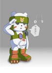 anthro balls erection genitals gesture headgear hypnosis male mind_control penis salute snowman spiral_eyes white_body xiongmoe bandai_namco digimon bear digimon_(species) kumamon mammal absurd_res hi_res