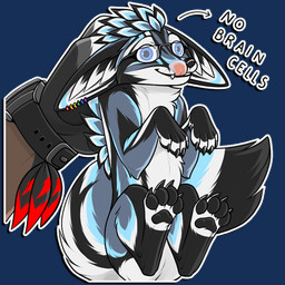 anthro black_pawpads disembodied_hand duo eyewear fangs feral fur glasses held_by_head humor licking_nose male multicolored_body multicolored_fur pawpads paws teeth text tongue tongue_out wearing_glasses netuk laci lupus_carnifex rexouium 1:1 alpha_channel